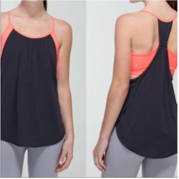 LuLuLemon Tank Neon Orange Sports Bra w/ Tank Size 4 - Picture 1 of 6